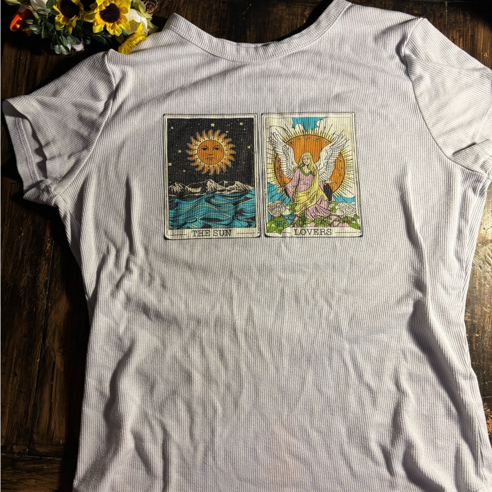 Graphic Tarot Card Print Whimsigoth Women's Top